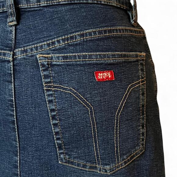 Miss Sixty Made in Italy Asymmetrical Denim Skirt – Y2K Frayed Hem Maxi size M - Picture 5 of 8